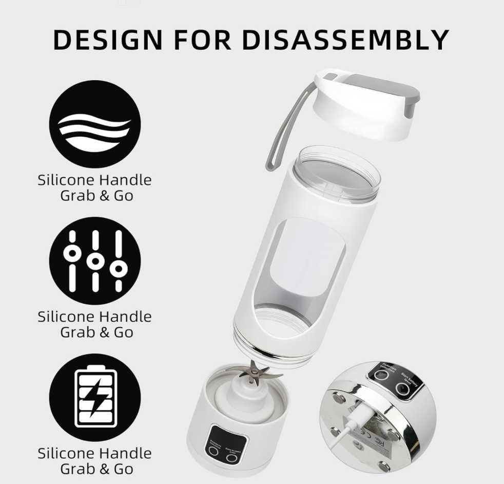 High-Power Portable Blender with Dual Battery | Ice Crushing Smoothies Anywhere | USB-C Rechargeable for Travel, Gym & Everyday Nutrition