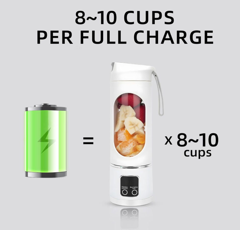 High-Power Portable Blender with Dual Battery | Ice Crushing Smoothies Anywhere | USB-C Rechargeable for Travel, Gym & Everyday Nutrition