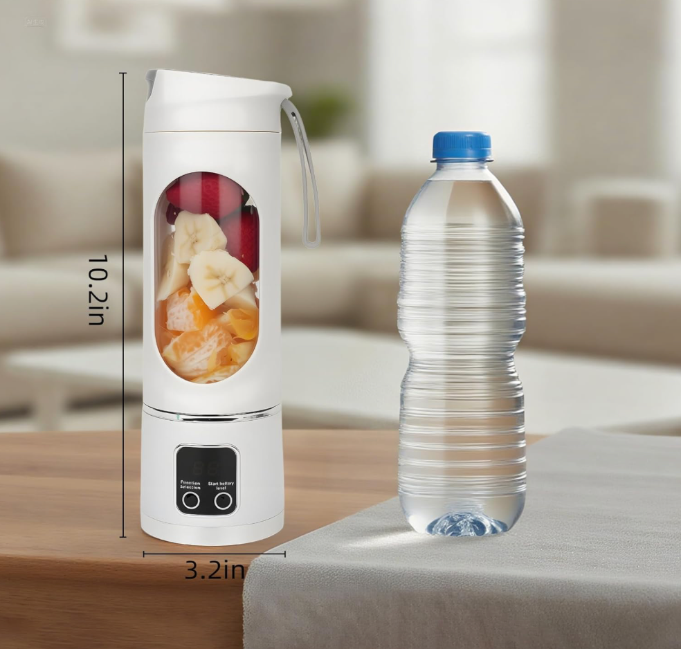 450Ml Portable Juicer with LED Digital Display USB Charging Outdoor Juicing Cup Home Multifunctional 12-Blade Blender 1500Mah