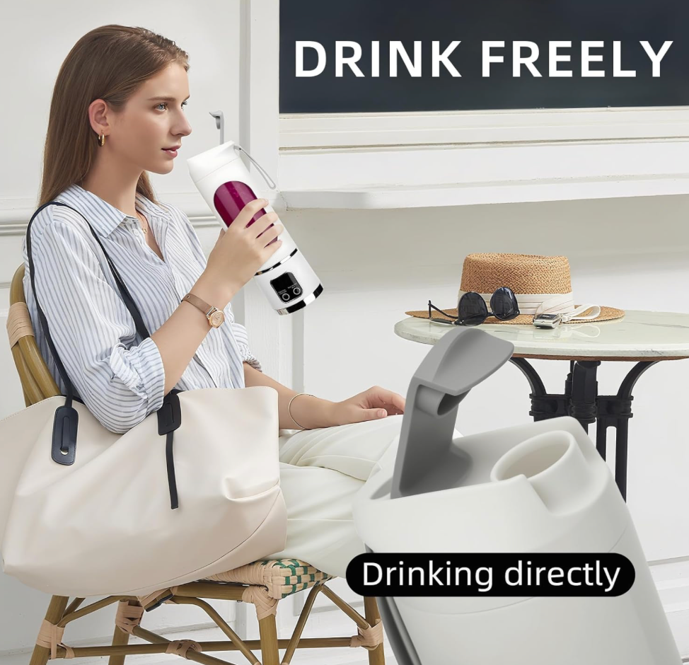 450Ml Portable Juicer with LED Digital Display USB Charging Outdoor Juicing Cup Home Multifunctional 12-Blade Blender 1500Mah