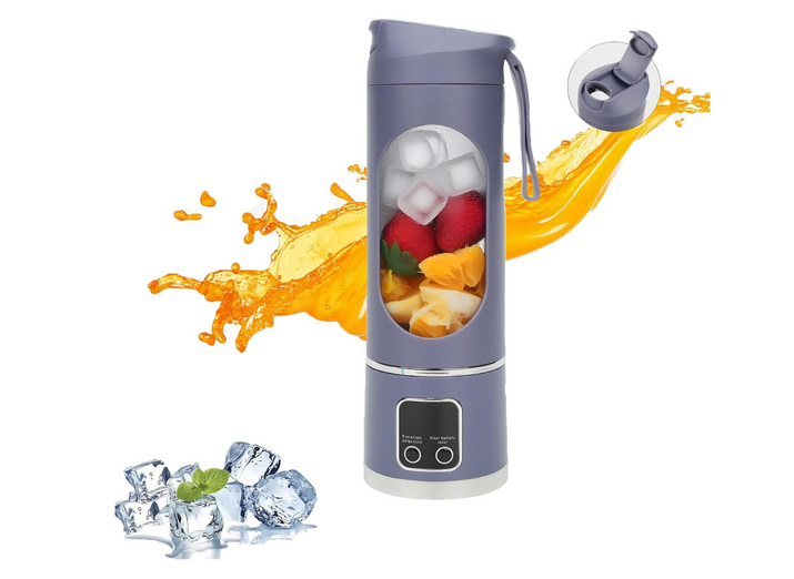 450Ml Portable Juicer with LED Digital Display USB Charging Outdoor Juicing Cup Home Multifunctional 12-Blade Blender 1500Mah