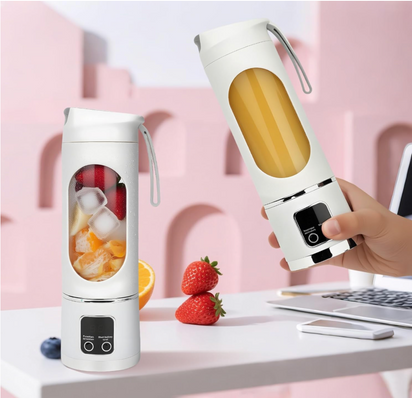 450Ml Portable Juicer with LED Digital Display USB Charging Outdoor Juicing Cup Home Multifunctional 12-Blade Blender 1500Mah
